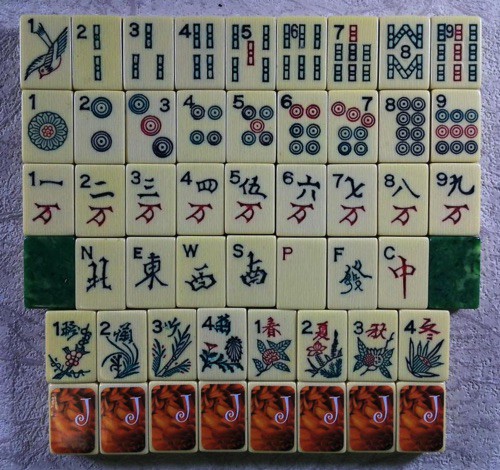 Vtg 1940s Rottgames Bakelite Mahjong Set •146 Tiles •Peacock One Bam